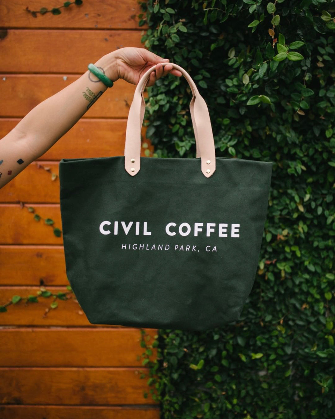 Civil Green Canvas Tote
